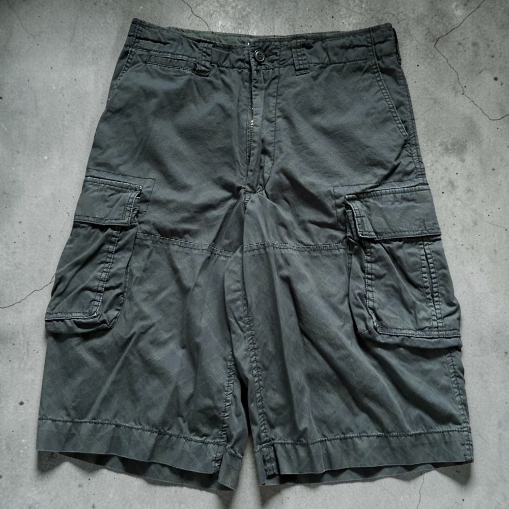 Chor Baggy Cargo Shorts Black Plaid Skater Y2K 90s Vintage Style Size 32